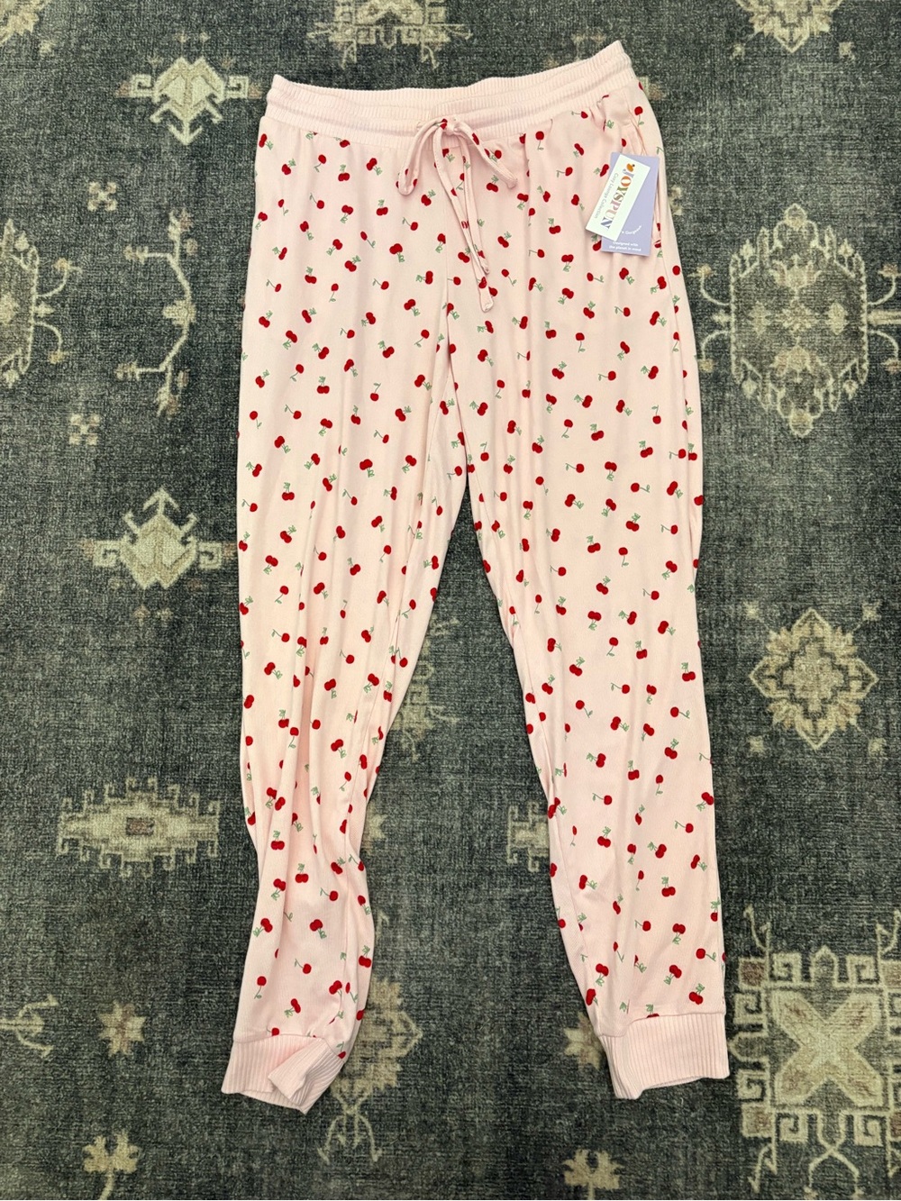 Pink Cherry-Print Kids Pajama Bottoms